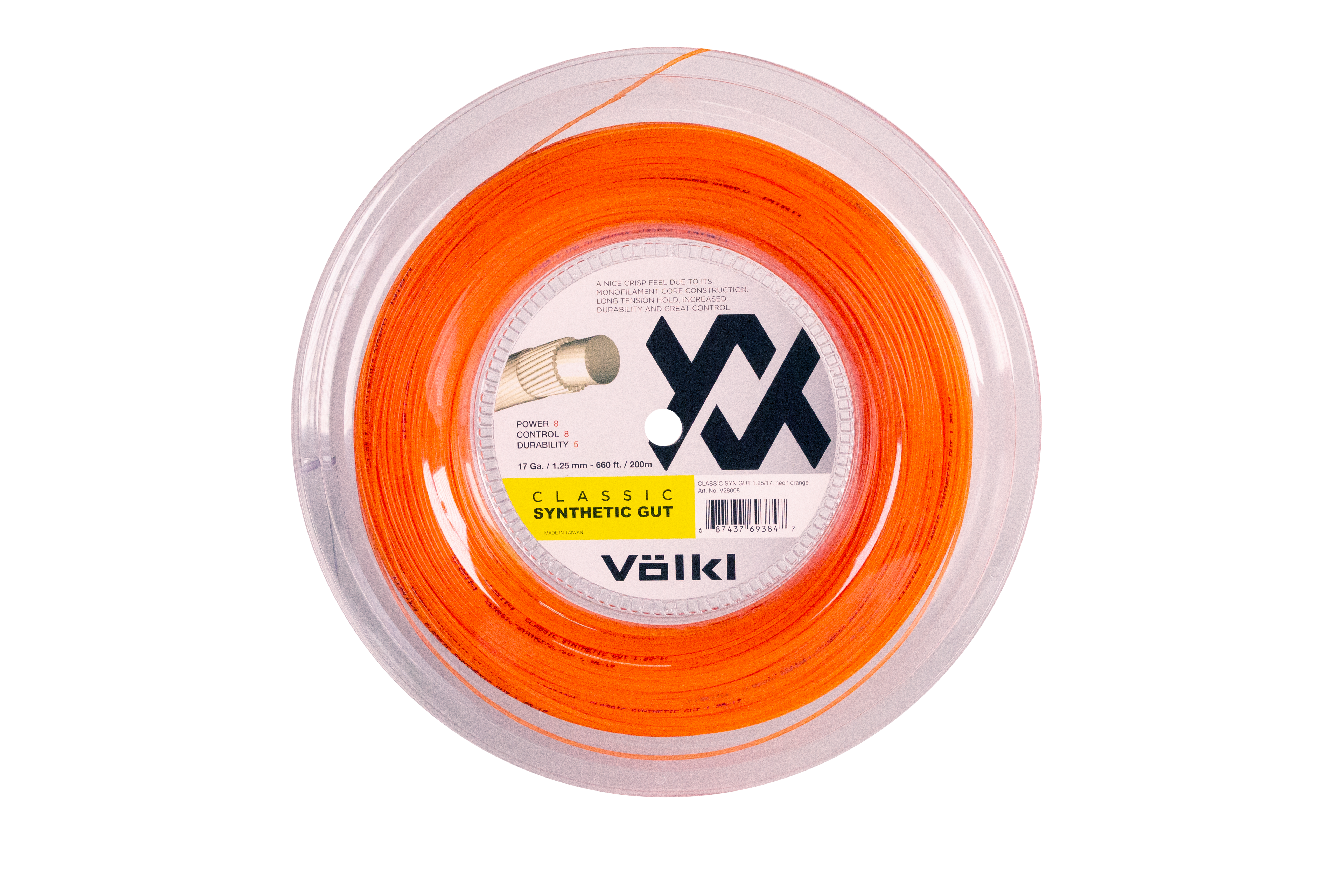 Volkl Classic Synthetic Gut String Reel · 17g · Neon Orange